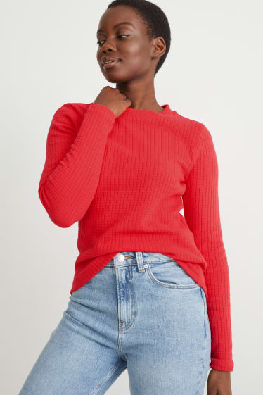 Femei - Tricou cu mânecă lungă - roșu
