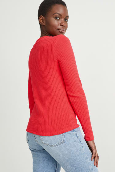 Femei - Tricou cu mânecă lungă - roșu