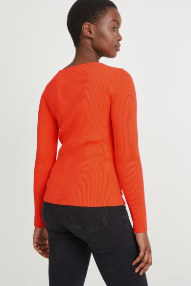 Femmes - Pullover avec nœud - orange