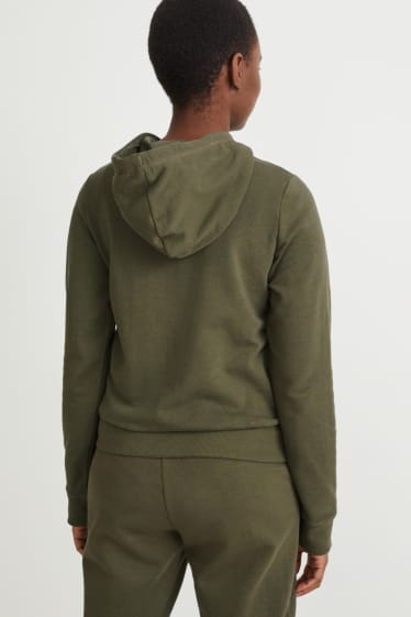 Damen - Basic-Sweatjacke mit Kapuze - dunkelgrün