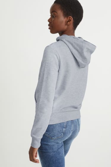 Women - Basic zip-through sweatshirt with hood - light gray-melange