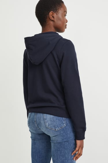 Women - Basic zip-through sweatshirt with hood - dark blue