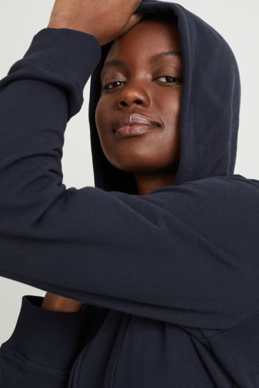 Women - Basic zip-through sweatshirt with hood - dark blue