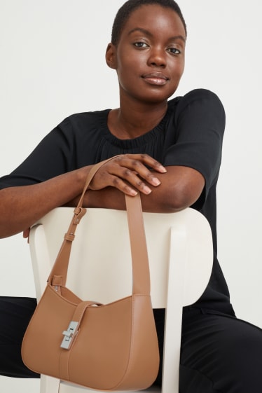 Damen - Schultertasche - Lederimitat - havanna