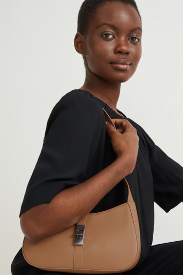 Damen - Schultertasche - Lederimitat - havanna