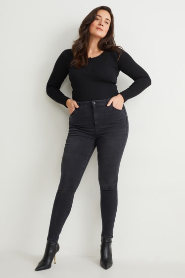 Dámské - Curvy jeans - high waist - skinny fit - LYCRA® - černá