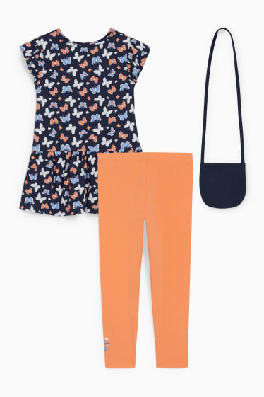 Bambine - Set - vestito, leggings e borsa - 3 pezzi - blu scuro