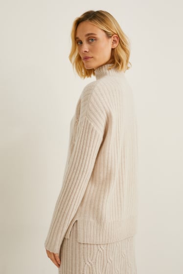 Women - Cashmere jumper - beige-melange