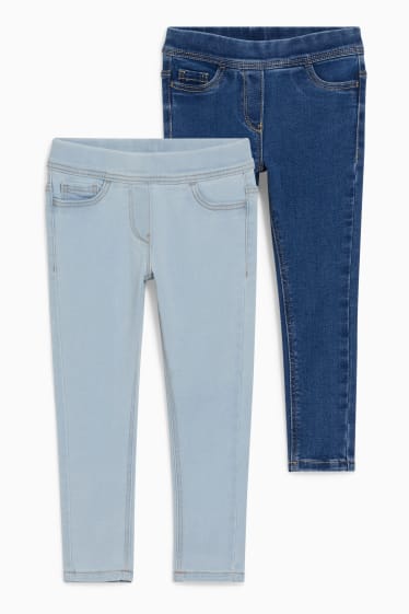 Kinderen: meisjes - Set van 2 - jegging jeans - jeanslichtblauw