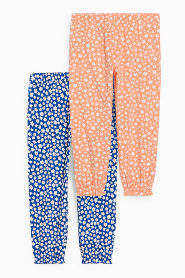 Kinder Mädchen - Multipack 2er - Hose - geblümt - blau