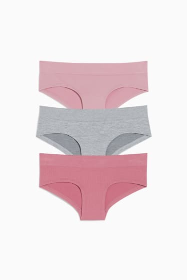 Femmes - Lot de 3 - shortys - sans coutures - LYCRA® - rose foncé