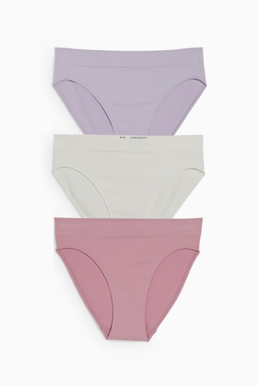 Dames - Set van 3 - slip - naadloos - LYCRA® - fuchsiarood