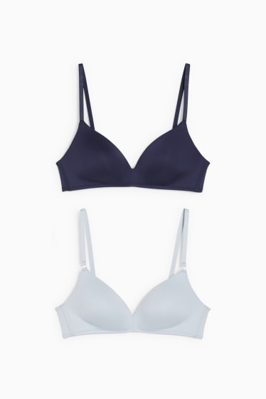 Femmes - Lot de 2 - soutiens-gorge sans armature - ampliformes - LYCRA® - bleu clair