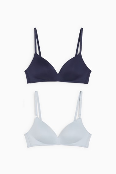 Donna - Confezione da 2 - reggiseno senza ferretti - imbottito - LYCRA® - azzurro