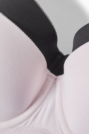 Donna - Confezione da 2 - reggiseno con ferretti - DEMI - imbottito - LYCRA® - rosa