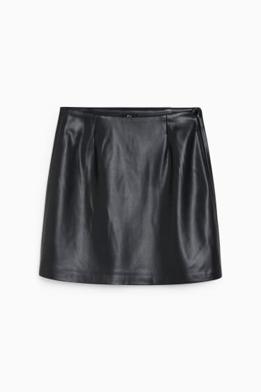 Women - Mini skirt - faux leather - black