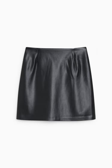 Women - Mini skirt - faux leather - black