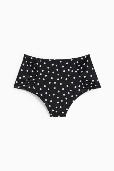 Donna - Slip bikini - vita alta - LYCRA® XTRA LIFE™- a pois - nero