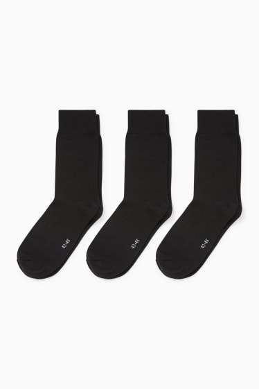 Hombre - Pack de 3 - calcetines - remate cómodo - negro