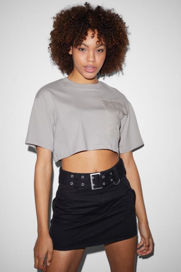 Teens & young adults - CLOCKHOUSE - cropped T-shirt - light gray-melange