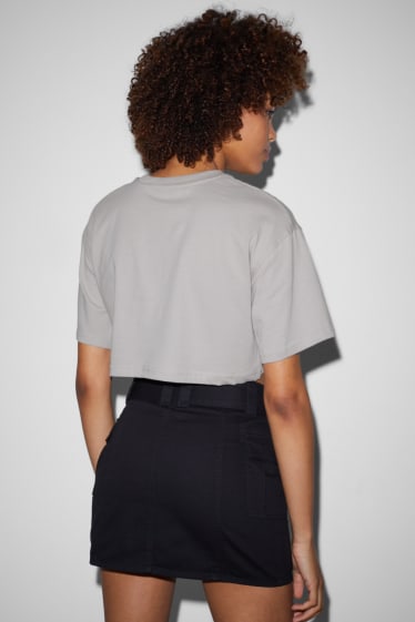 Dona - Samarreta crop - gris clar jaspiat