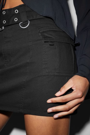 Ados & jeunes adultes - CLOCKHOUSE - minijupe à ceinture - noir