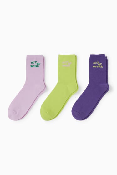 Dona - Paquet de 3 - mitjons amb dibuix - missatge - violeta clar
