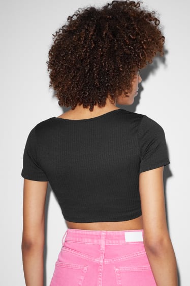 Dames - Kort T-shirt - zwart