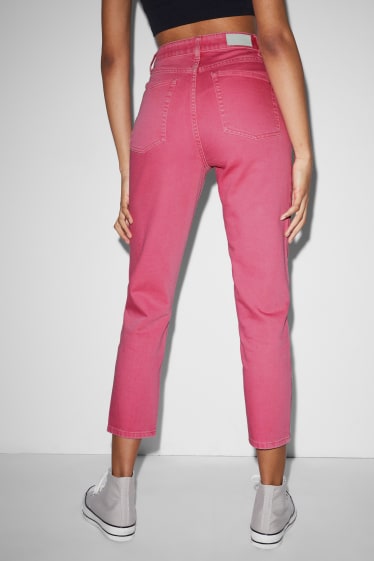 Dames - CLOCKHOUSE - mom jeans - high waist - fuchsiarood