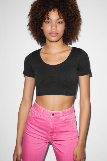 Women - CLOCKHOUSE - cropped T-shirt - black