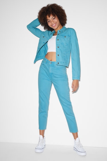 Tieners & jongvolwassenen - CLOCKHOUSE - mom jeans - high waist - turquoise