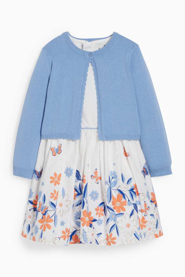 Bambine - Set - vestito e cardigan - 2 pezzi - bianco