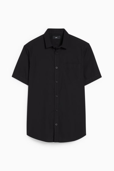 Hommes - Chemise - regular fit - col kent - noir