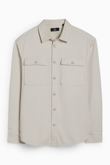 Men - Shirt - regular fit - kent collar - light beige