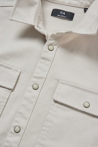 Men - Shirt - regular fit - kent collar - light beige