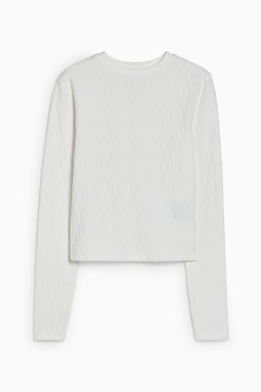 Femei - CLOCKHOUSE - tricou cu mânecă lungă - alb-crem