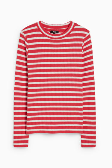 Dames - Longsleeve - gestreept - rood / crème wit