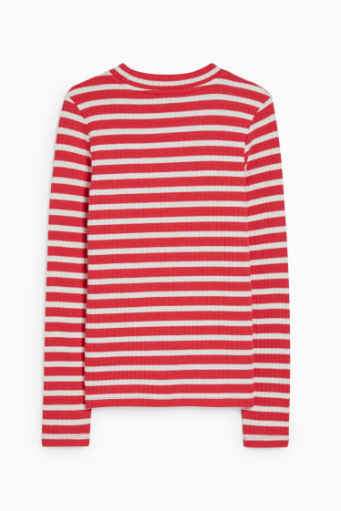 Dames - Longsleeve - gestreept - rood / crème wit