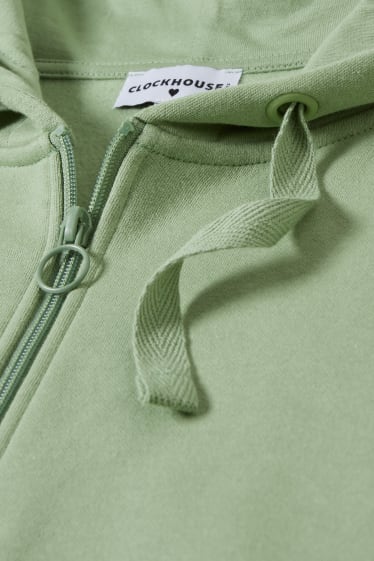 Ados & jeunes adultes - CLOCKHOUSE - sweat zippé en molleton avec capuche - vert clair