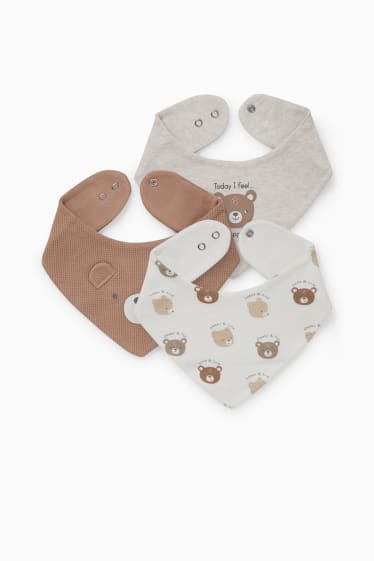 Bébés - Lot de 3 - foulards triangulaires pour bébé - marron clair