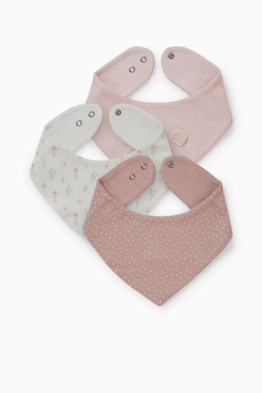 Miminka - Multipack 3 ks - trojúhelníkový šátek pro miminka - růžová