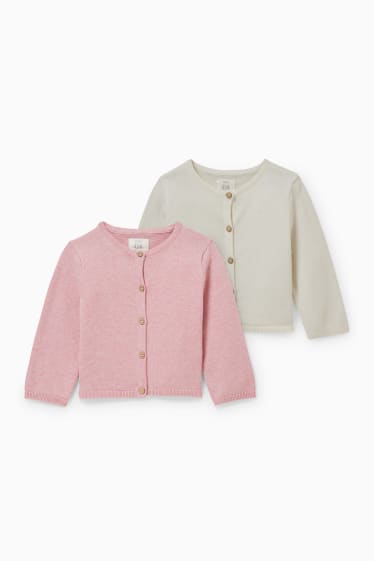 Bébés - Lot de 2 - gilet en maille pour bébé - rose