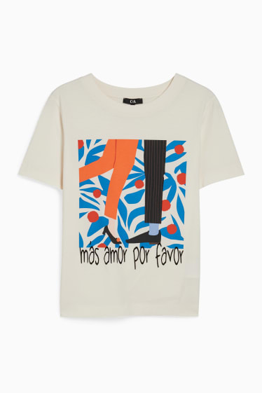 Damen - T-Shirt - cremeweiss