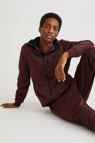Men - Zip-through sweatshirt with hood  - dark brown