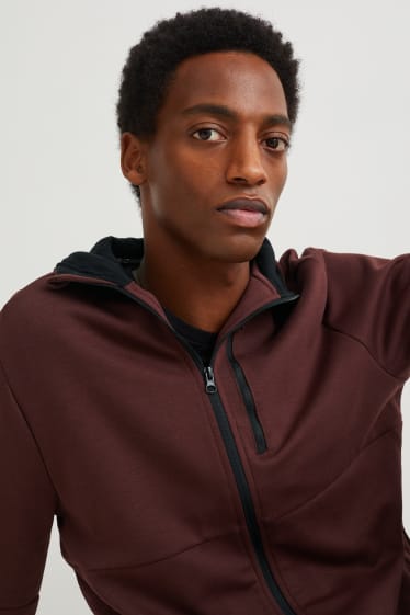 Hombre - Sudadera con cremallera y capucha - marrón oscuro