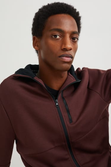 Men - Zip-through sweatshirt with hood  - dark brown