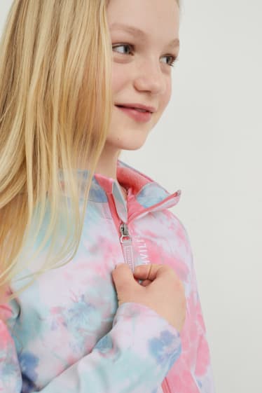 Dětské - Softshellová bunda s kapucí - růžová
