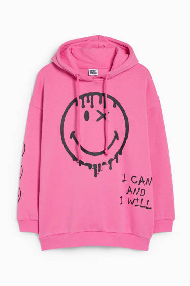 Tieners & jongvolwassenen - CLOCKHOUSE - hoodie - SmileyWorld® - fuchsiarood