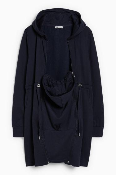 Women - Maternity zip-through sweatshirt with hood and baby pouch - dark blue
