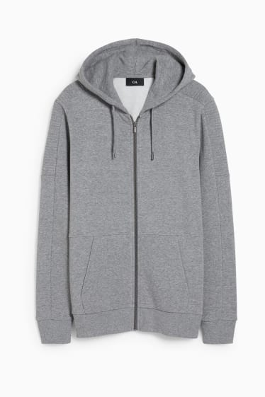 Hommes - Sweat zippé à capuche - gris clair chiné